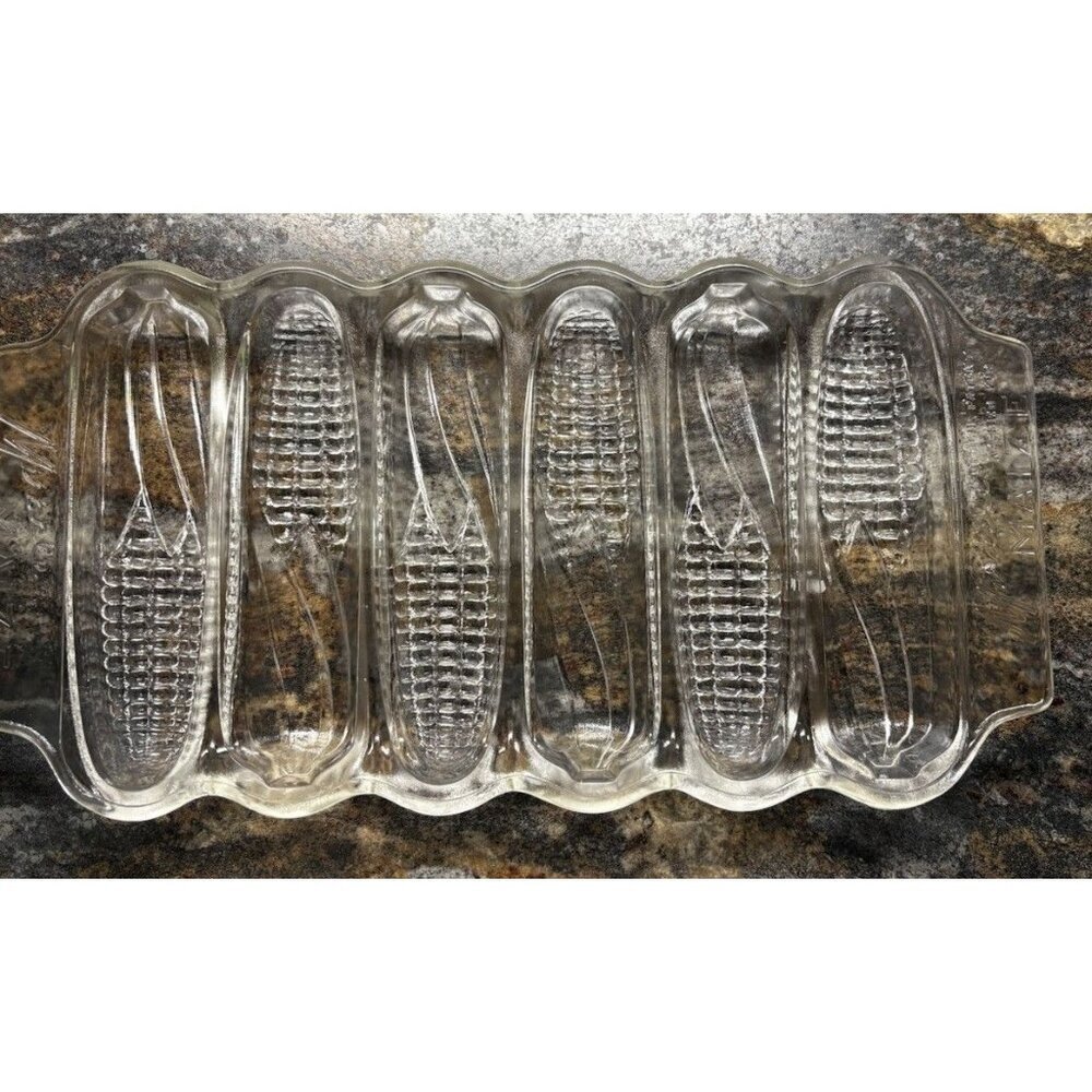 Vintage Miracle Maize 12” x 6" Clear Glass Corn Stick Baking Pan Cornbread Dish